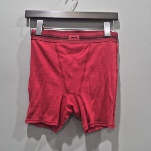 Skims Red Ribbed Cotton Boxer